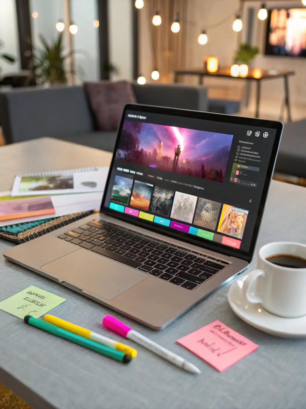 A modern multimedia station with computers and headphones, highlighting the digital media resources available at the library.